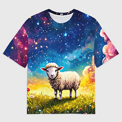 Футболка оверсайз мужская Овечка и звездное небо, цвет: 3D-принт