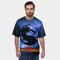 Футболка оверсайз мужская Мортал комбат 2 - логотип, цвет: 3D-принт — фото 2
