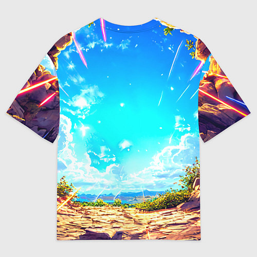 Мужская футболка оверсайз Страус в пещере / 3D-принт – фото 2