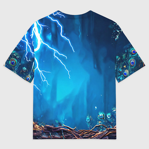 Мужская футболка оверсайз Павлин и молния / 3D-принт – фото 2