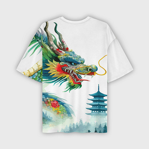 Мужская футболка оверсайз Japanese watercolor dragon - art / 3D-принт – фото 2