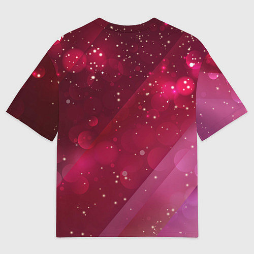 Мужская футболка оверсайз Герб Москвы на розовом фоне / 3D-принт – фото 2