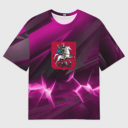 Мужская футболка оверсайз Георгий Победоносец розовый фон