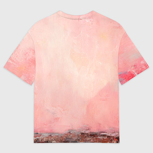 Мужская футболка оверсайз Петух на розовом / 3D-принт – фото 2