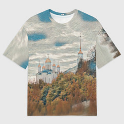 Мужская футболка оверсайз Храм на горе