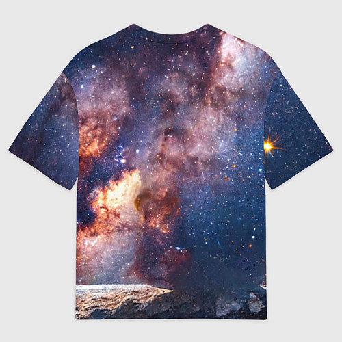 Мужская футболка оверсайз Лайка и космос / 3D-принт – фото 2