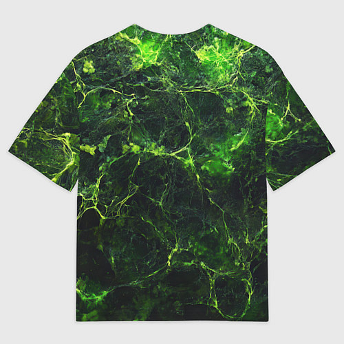 Мужская футболка оверсайз Зеленая ядовитая текстура / 3D-принт – фото 2