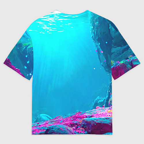 Мужская футболка оверсайз Подводная чайка / 3D-принт – фото 2