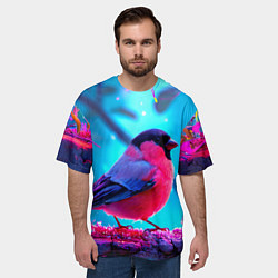 Футболка оверсайз мужская Розовый снегирь, цвет: 3D-принт — фото 2