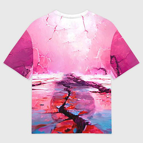 Мужская футболка оверсайз Баскетбольный мяч у розовой стены / 3D-принт – фото 2