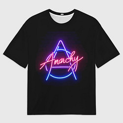 Мужская футболка оверсайз Анархия - неоновое свечение