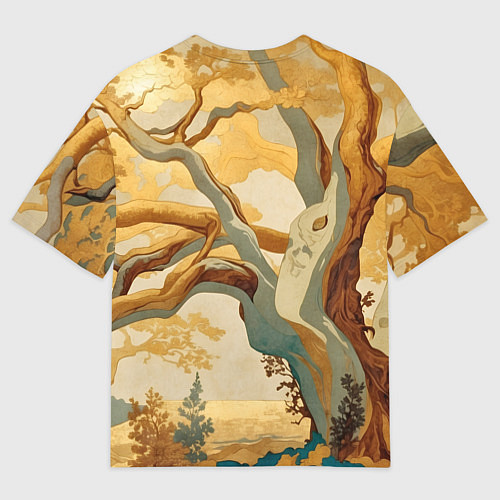 Мужская футболка оверсайз Дерево в японском стиле / 3D-принт – фото 2