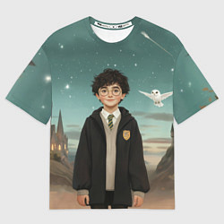 Футболка оверсайз мужская Гарри Поттер и белая сова, цвет: 3D-принт