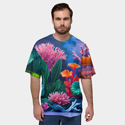 Футболка оверсайз мужская Подводные кораллы, цвет: 3D-принт — фото 2