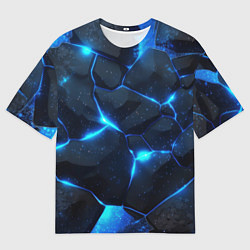 Футболка оверсайз мужская Неоновый синий свет из плит, цвет: 3D-принт