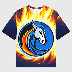 Мужская футболка оверсайз Даллас Маверикс в огне