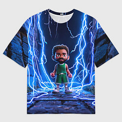 Мужская футболка оверсайз Браун Джейлен в разрядах молний