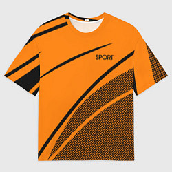 Футболка оверсайз мужская Sport оранжевый с чёрным точечный, цвет: 3D-принт