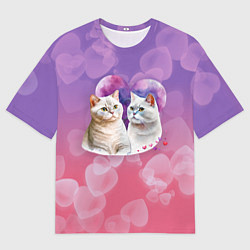 Мужская футболка оверсайз Кошачья влюбленность