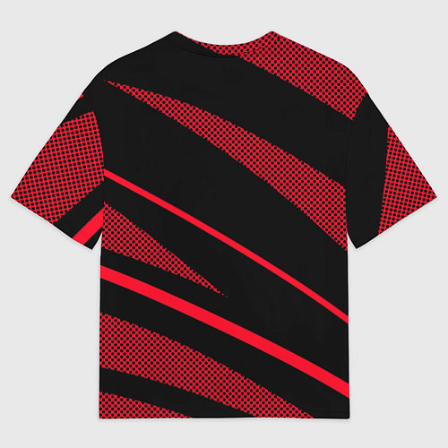 Мужская футболка оверсайз Sport чёрный и красный полосы / 3D-принт – фото 2