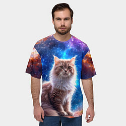 Футболка оверсайз мужская Ангорская кошка в космосе, цвет: 3D-принт — фото 2