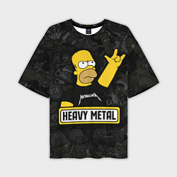 Футболка оверсайз мужская Heavy metal Гомер симпсон, цвет: 3D-принт