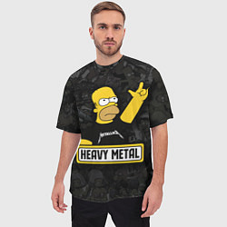 Футболка оверсайз мужская Heavy metal Гомер симпсон, цвет: 3D-принт — фото 2