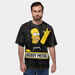 Футболка оверсайз мужская Heavy metal Гомер симпсон, цвет: 3D-принт — фото 2