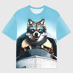 Мужская футболка оверсайз Волк авиатор