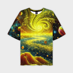 Футболка оверсайз мужская Neon galaxy - ai art fantasy, цвет: 3D-принт