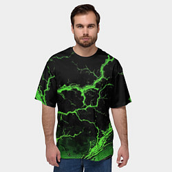 Футболка оверсайз мужская Зеленая молния разлома, цвет: 3D-принт — фото 2