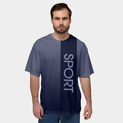 Футболка оверсайз мужская Sport тёмно-синий вертикальная полоса, цвет: 3D-принт — фото 2