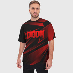 Футболка оверсайз мужская Doom - красная абстракция, цвет: 3D-принт — фото 2