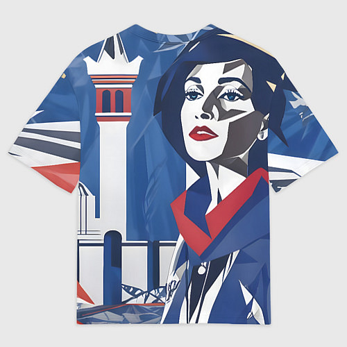 Мужская футболка оверсайз Девушка с красным шарфом / 3D-принт – фото 2