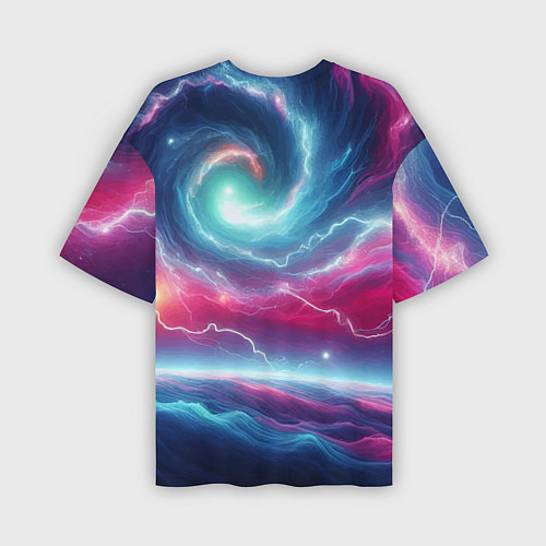 Мужская футболка оверсайз Spiral neon galaxy - ai art fantasy / 3D-принт – фото 2