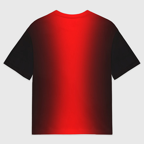Мужская футболка оверсайз Чёрно-красный градиент по центру / 3D-принт – фото 2