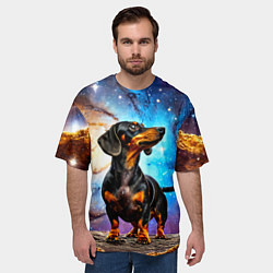 Футболка оверсайз мужская Такса в космосе, цвет: 3D-принт — фото 2