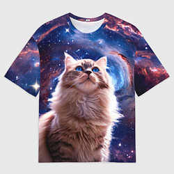 Футболка оверсайз мужская Невская маскарадная кошка в космосе, цвет: 3D-принт
