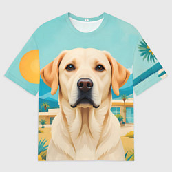 Футболка оверсайз мужская Лето и лабрадор, цвет: 3D-принт