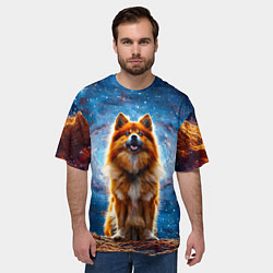 Футболка оверсайз мужская Финский лаппхунд в космосе, цвет: 3D-принт — фото 2