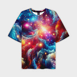 Футболка оверсайз мужская Colorfull neon space clouds - ai art fantasy, цвет: 3D-принт