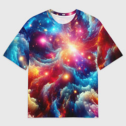 Футболка оверсайз мужская Colorfull neon space clouds - ai art fantasy, цвет: 3D-принт