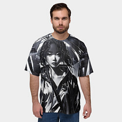Футболка оверсайз мужская Девушка под зонтом, цвет: 3D-принт — фото 2