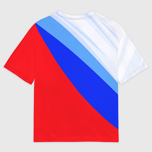 Мужская футболка оверсайз Герб России на фоне цветов Российского флага / 3D-принт – фото 2