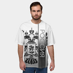 Футболка оверсайз мужская Герб Российской федерации белый с чёрным, цвет: 3D-принт — фото 2