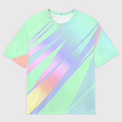 Футболка оверсайз мужская Светлый зелёный мятный с полосами градиент, цвет: 3D-принт