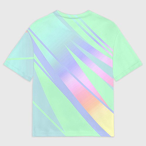 Мужская футболка оверсайз Светлый зелёный мятный с полосами градиент / 3D-принт – фото 2