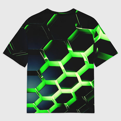 Мужская футболка оверсайз Neon Honeycombs / 3D-принт – фото 2