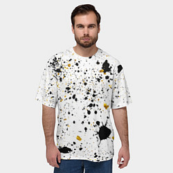 Футболка оверсайз мужская Черные и золотистые пятна краски на белом фоне, цвет: 3D-принт — фото 2