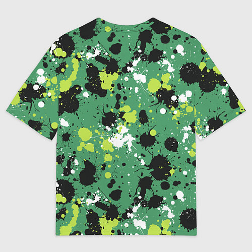 Мужская футболка оверсайз Кляксы на зелёном / 3D-принт – фото 2